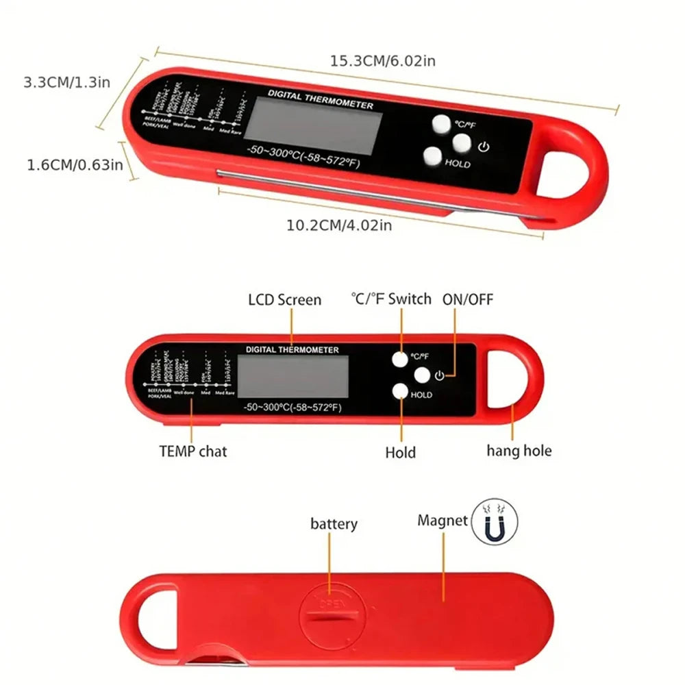 Professional Meat Thermometer Digital, Instant Read With High Accuracy Waterproof & Backlit For Grill, BBQ, Oven, Kitchen