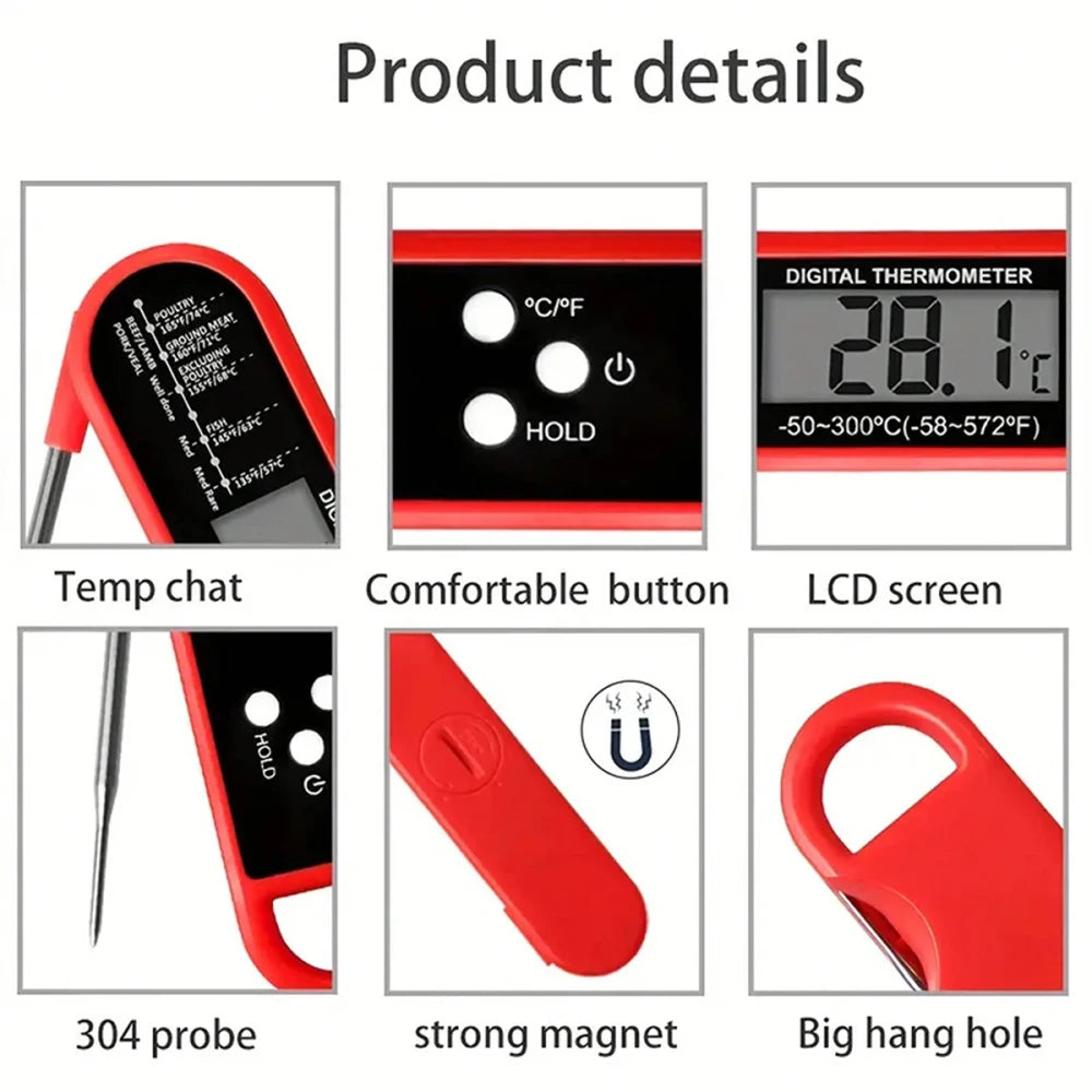 Professional Meat Thermometer Digital, Instant Read With High Accuracy Waterproof & Backlit For Grill, BBQ, Oven, Kitchen
