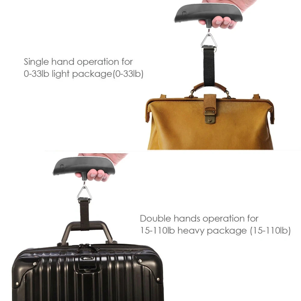 50kg Hanging Baggage Scale Digital Luggage Scale LCD Display Portable Suitcase Weighing Scale Travel Luggage Weight Scale